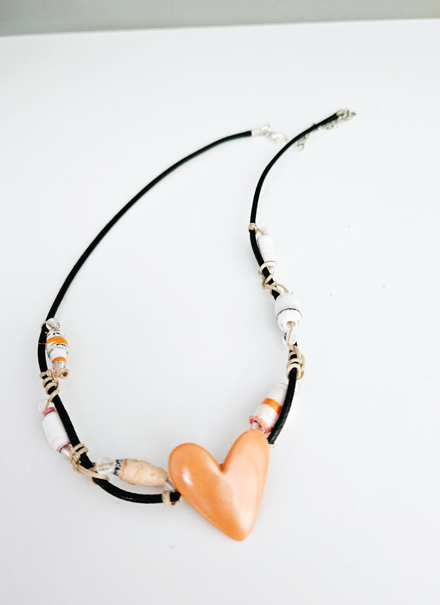 Heart Boho Style Unique Modern Necklace ECO Handmade Beads Woman Girl Lightweight