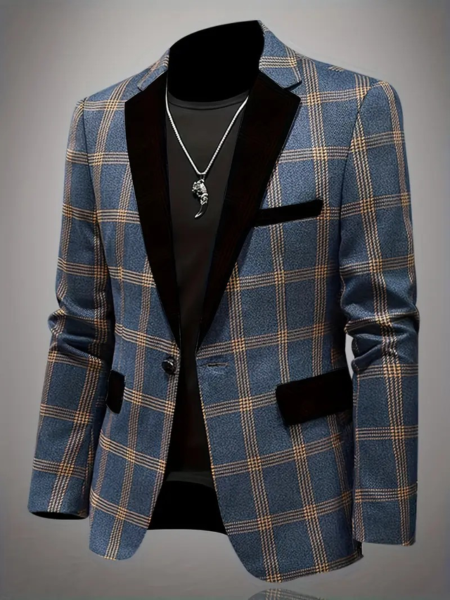 Men'S Stylish Plaid Slim Fit Blazer