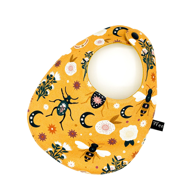 Reversible Round Bib - Dark Orange Bugs