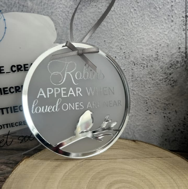 "Robins Appear When Loved Ones Are Near" Memorial Hanging Ornament