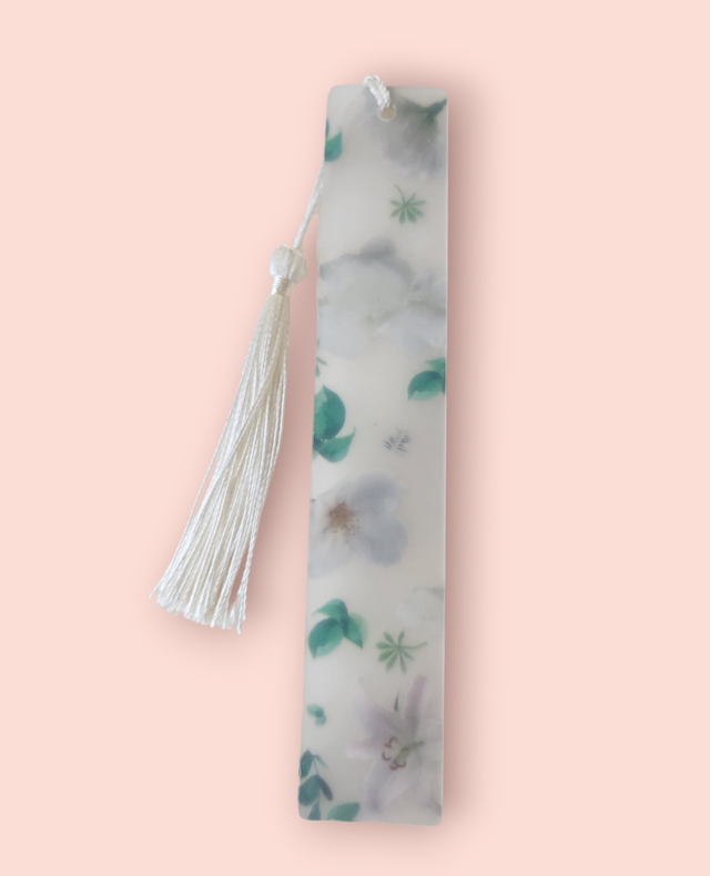 White Tassel Flower Power Bookmark