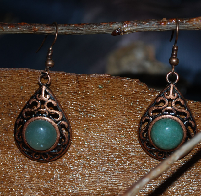 boucles d'oreille en aventurine verte