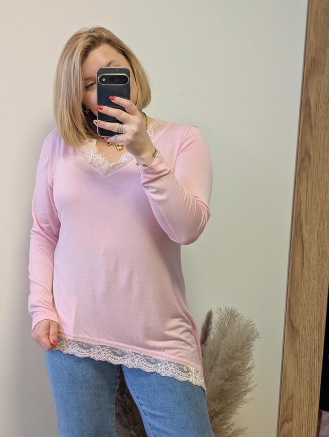 Top en dentelle Ines rose