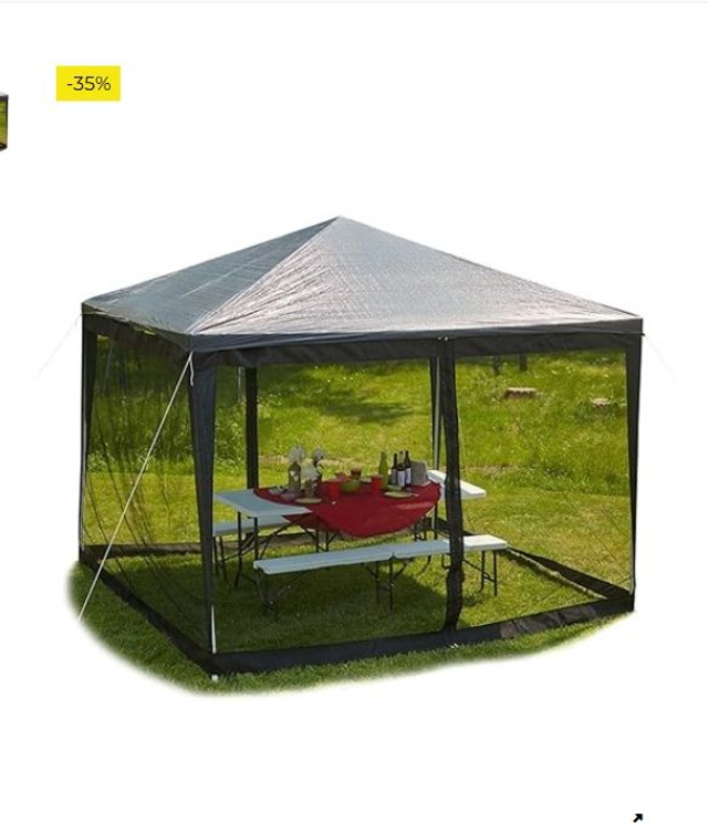 Mosquitera Carpa 3x3 con Cremallera, Tela, 12 m, Negro