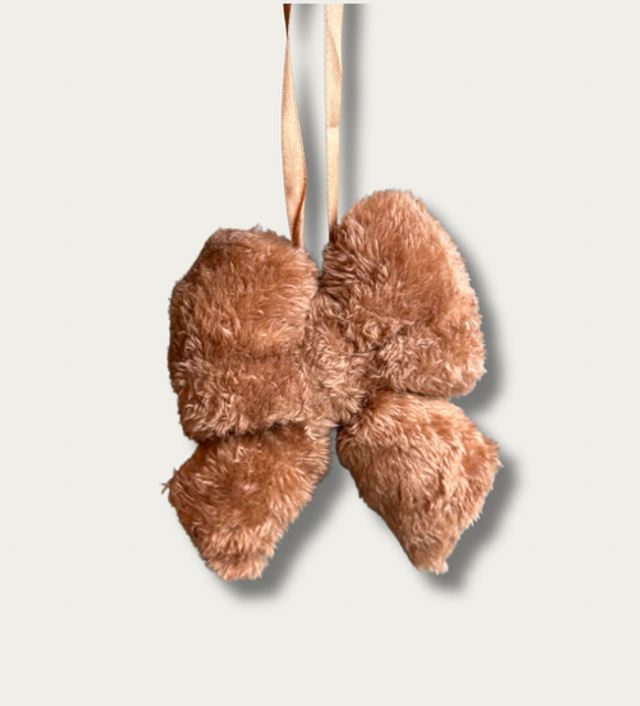 Fluffy Bow Decoration - Brown