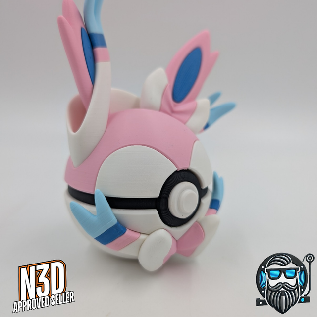 Pokéball décorative Nymphali - Sylveon – Objet collector Pokémon – Impression 3D PLA