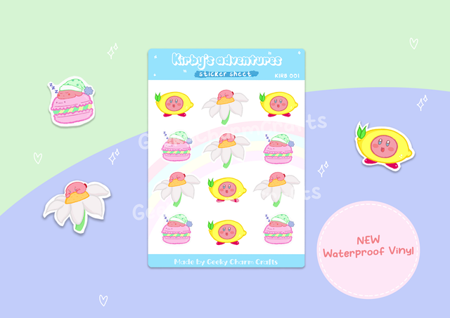 A6 Kirby&#039;s Adventure Journal Planner Stickers