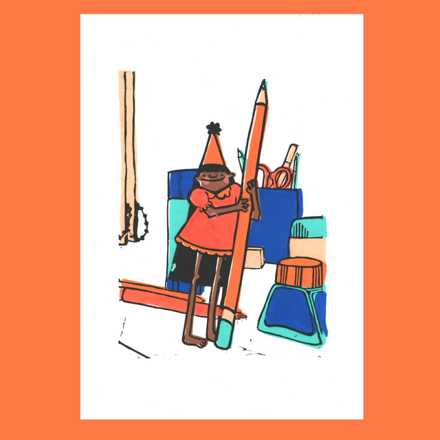 Penny's Pencil Linoprint - Mixed Colours