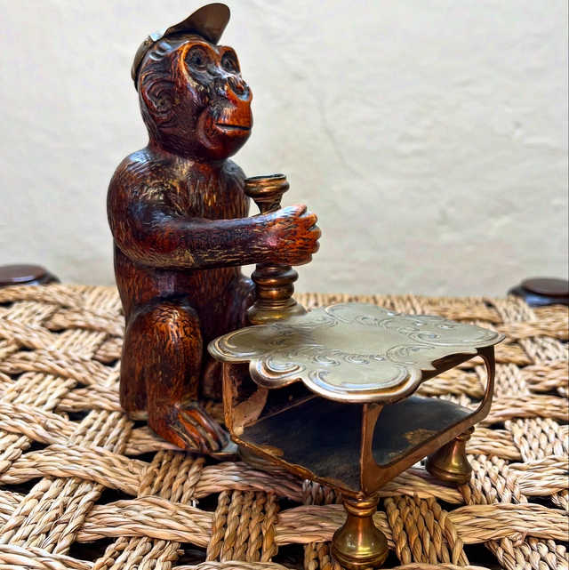 A 19th Century Hand-Carved Wooden Monkey Vesta/ Striker
