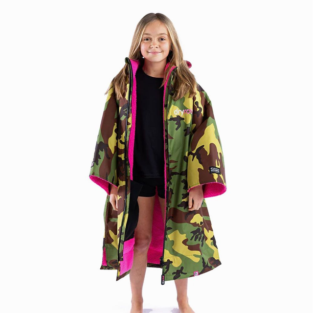 Kids Dryrobe Camo Pink- Long Sleeve Changing Robe
