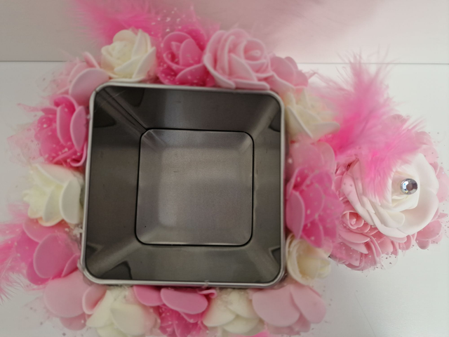 Boite A Bijoux Boite Décorative Fleurs Roses Blanches Plumes Perles Strass