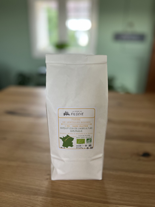 Farine de lentilles rouges bio (sans gluten)