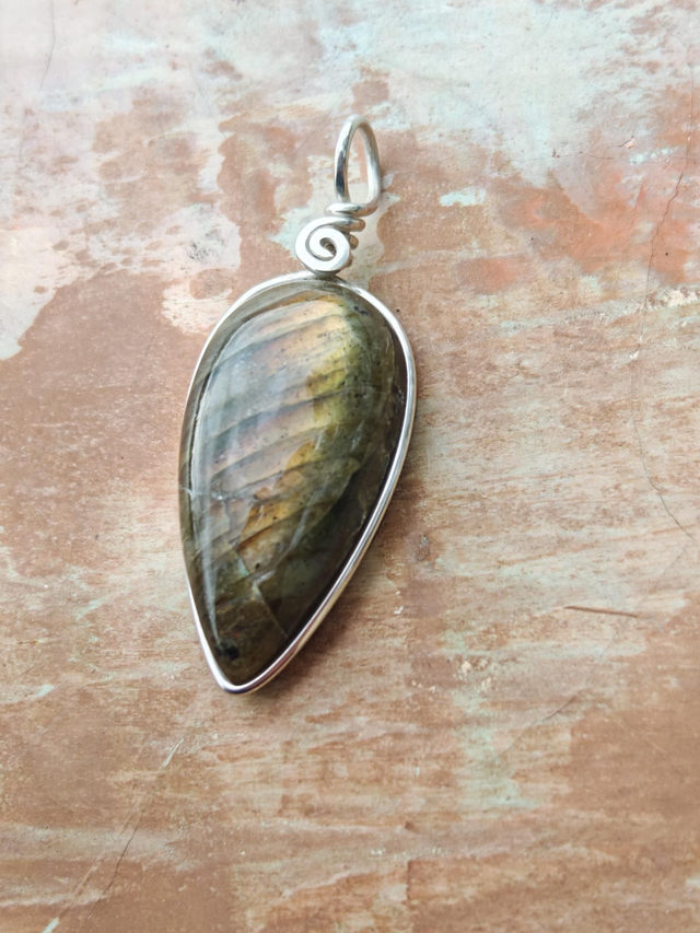 Pendentif Labradorite - Argent 925 - Goutte inversée