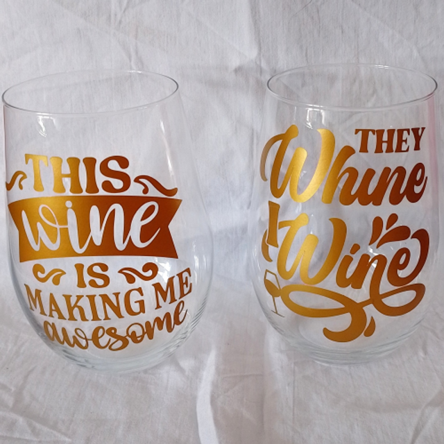 Funny Wine Quote Large Stemless Wine Glasses - 4 Designs for Wine Lovers