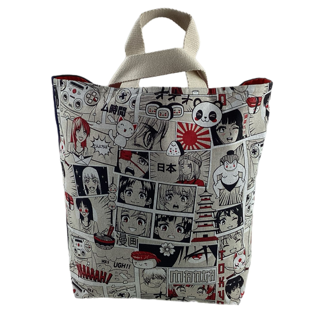 Tote bag piwi rouge/ écru 