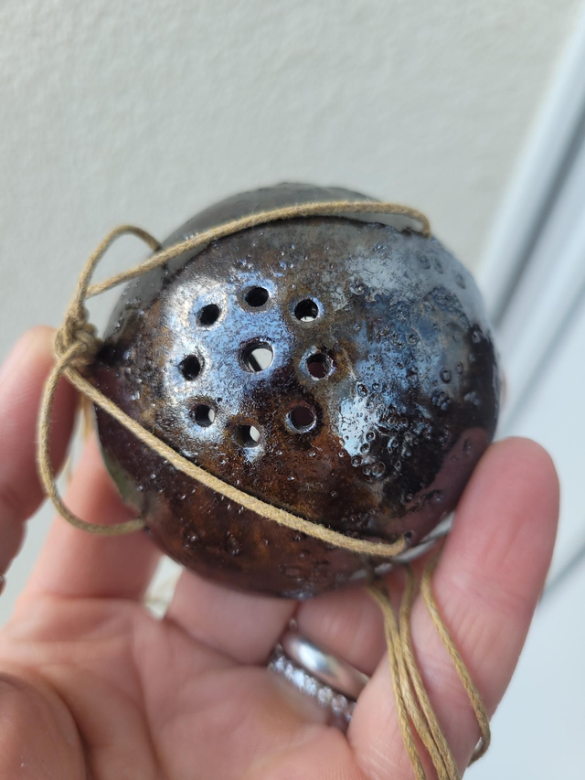 ​Porte-boule de graisse céramique – Brun Chocolat &amp; Effet Texturé - Fait main