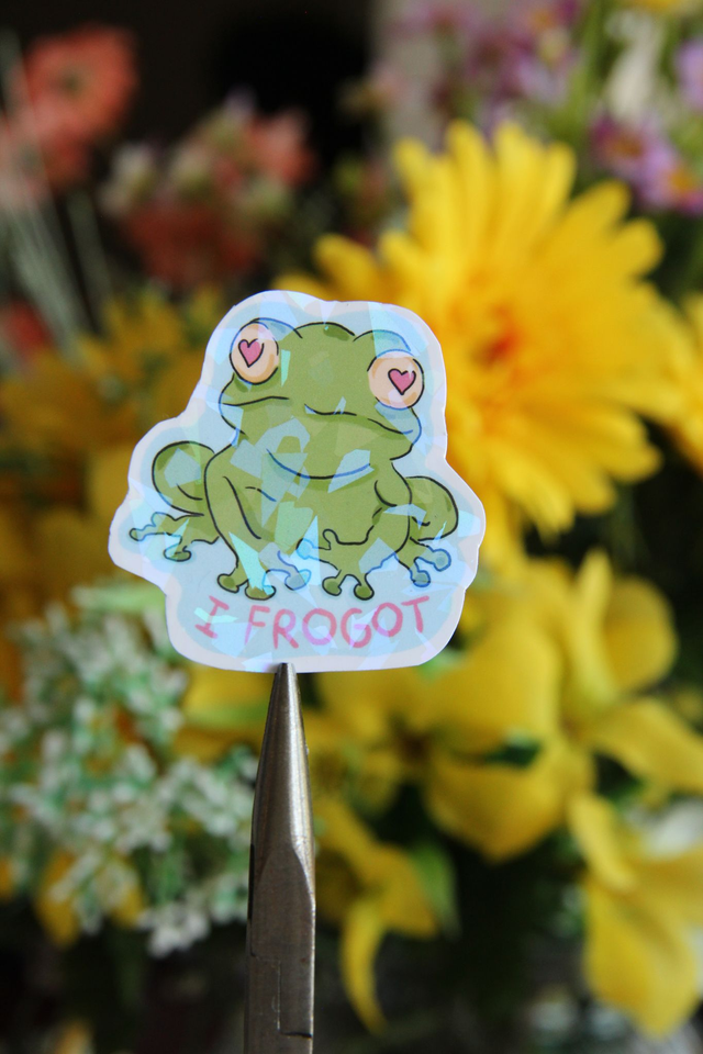 Sticker Grenouille verte " I Frogot" 