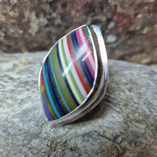 Size I Surfite and Sterling Silver Ring
