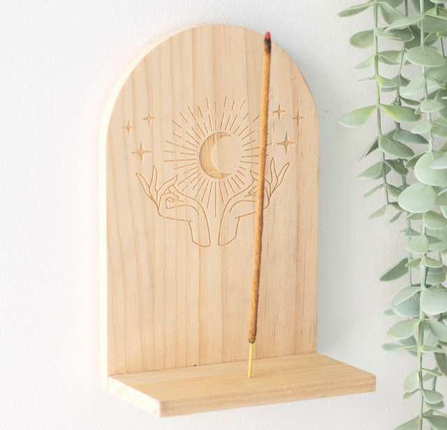 Natural mystical hands incense holder shelf