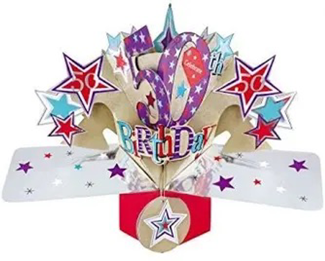 50th pop out card male