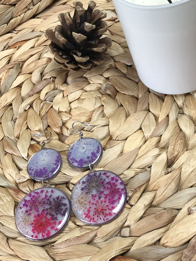 Boucles d'oreilles Lisa - fleurs roses et violettes