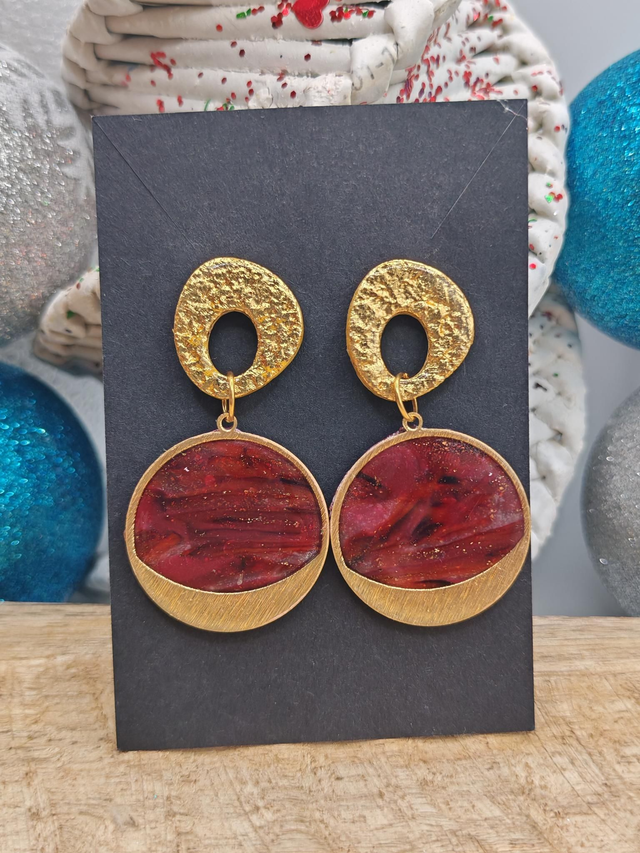 Boucles uniques marbrées Rouge Noir 