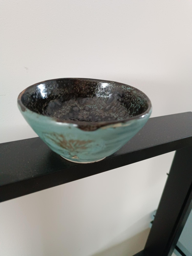 Bol  évasé bleu vert Temmoku