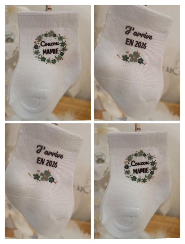 Chaussettes Annonce Grossesse personnalisables - Motif Fleuri 🌸
