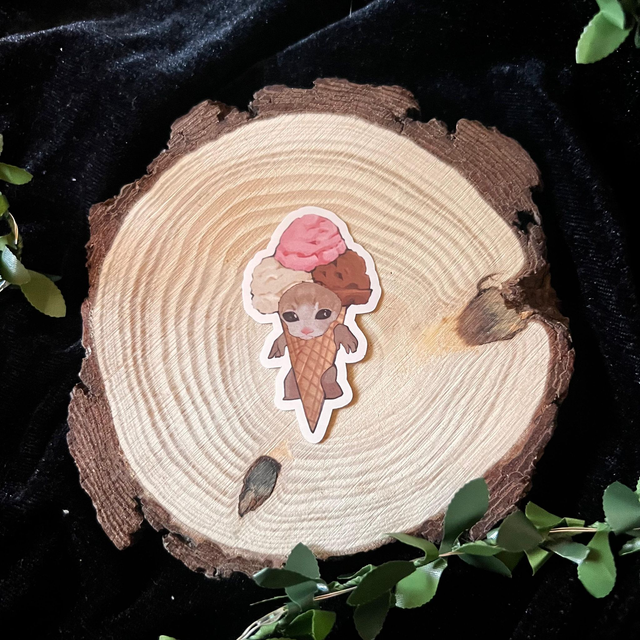 Sticker Gatos comida // Helado