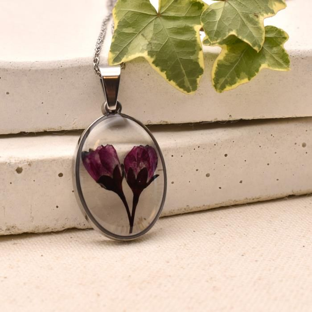 Chrysanthemum in oval pendant