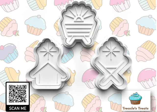 Christmas Nativity Theme Fondant/cookie stamps with cutters