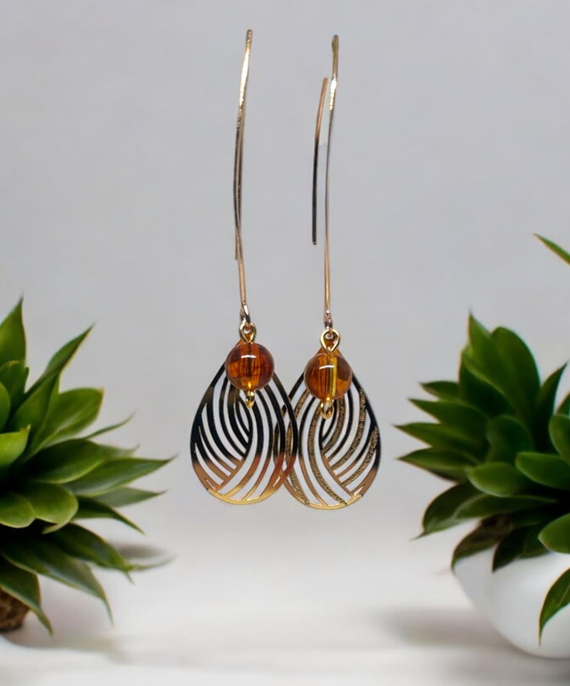 Boucles d'oreilles avec pierre cornaline