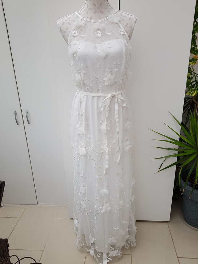 Robe De Mariée Civil Boho Fleurs 3D Tulle