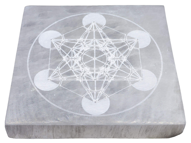 Plaque Sélénite 10cm "CUBE METATRON" 