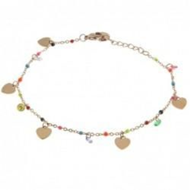 Cavigliera donna in acciaio con cuoricini 