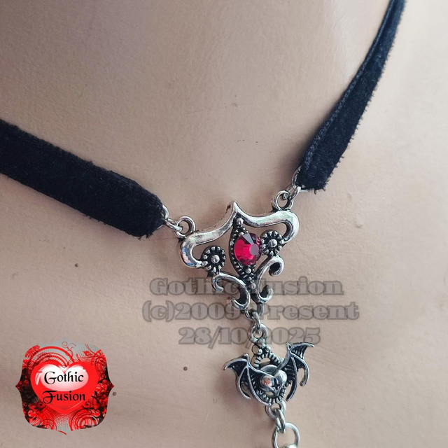 Victorian Gothic Black Velvet Vampire Vial Chokers
