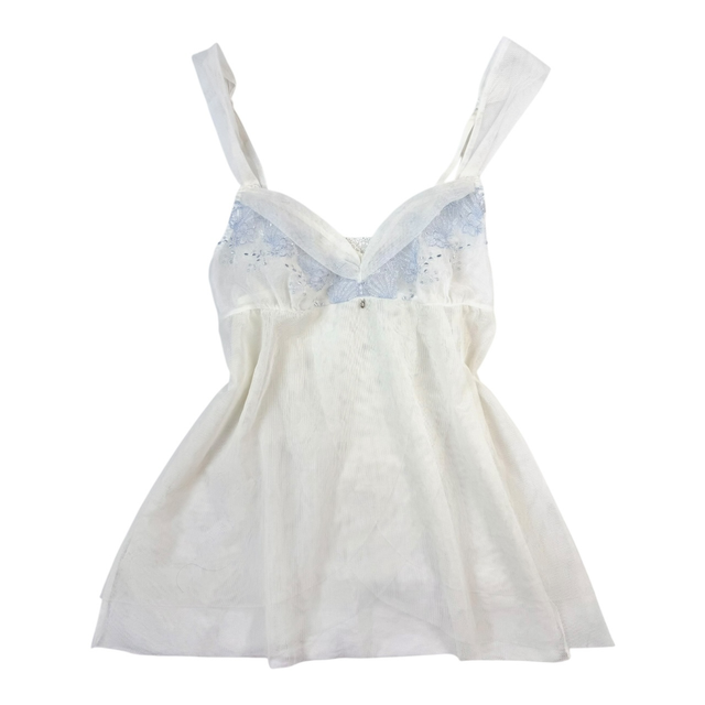 Japanese brand coquette white seashell embroidered cups cami