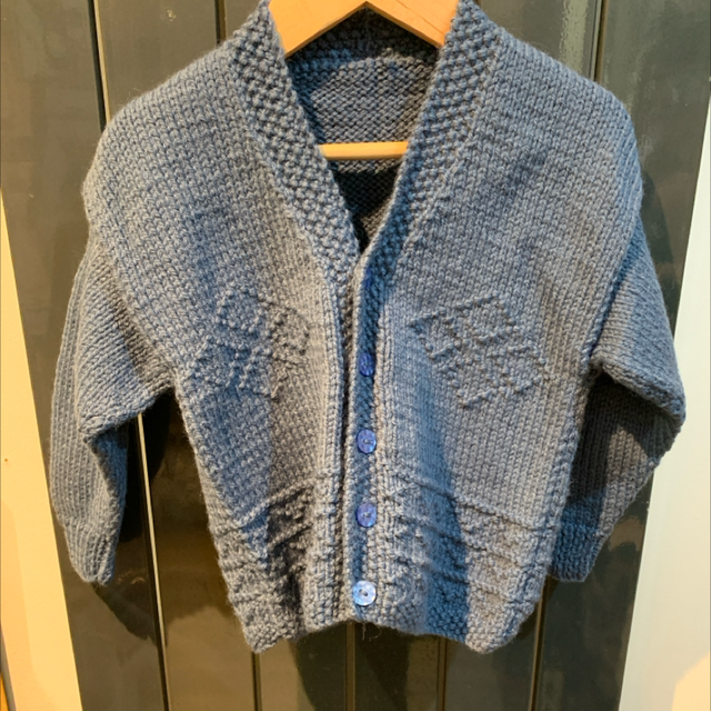 Hand Knitted Blue Cardigan 