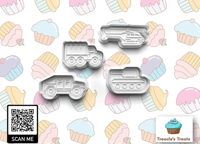 Military Vehicles Fondant/cookie stamps with cutters