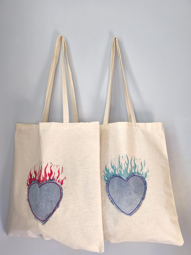 Tote Bag Coeur de Flammes