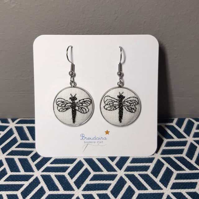 Boucles d&#039;oreilles libellule verte