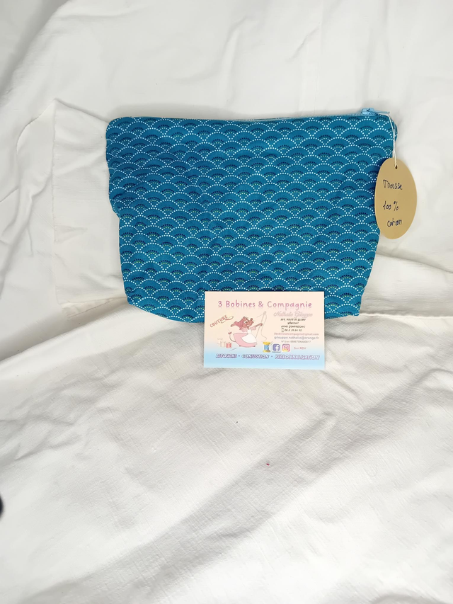 Trousse en coton eventail bleu 