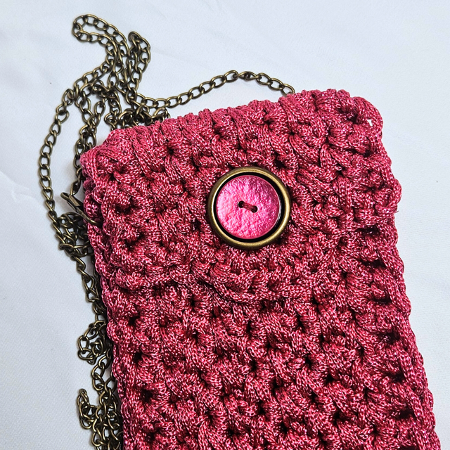 Pochette téléphone rose pailleté