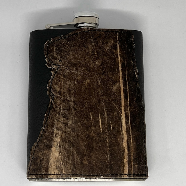 Flachmann 8oz mit Wels-Leder