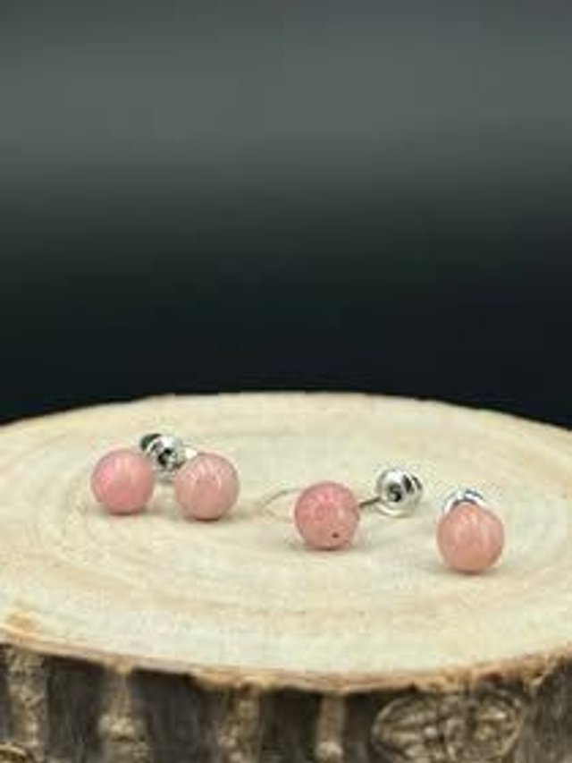 Puces d'oreilles Rhodochrosite 6mm