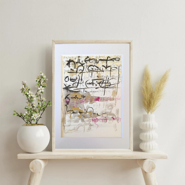 'Asemic Gold' Original Abstract Art 