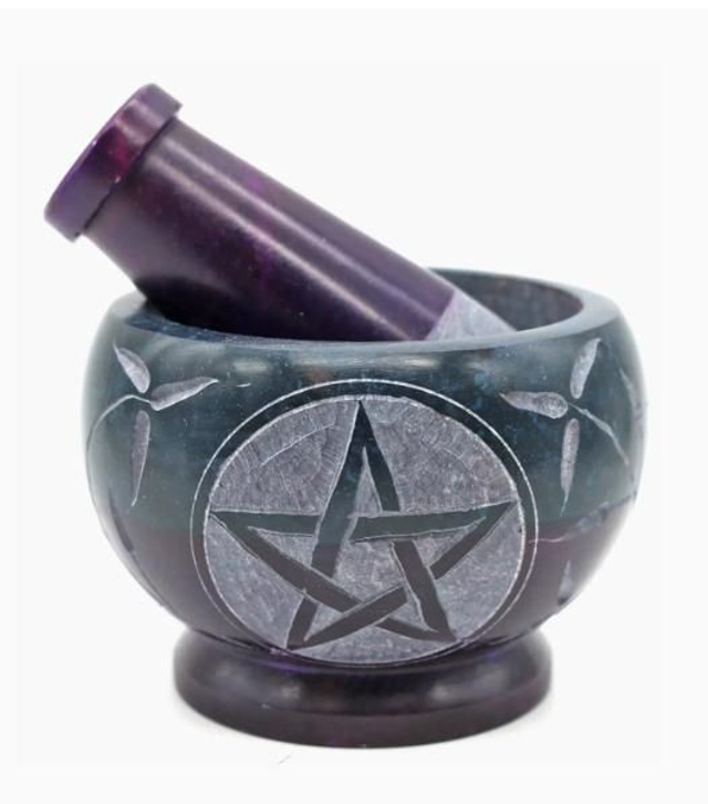 vuolukivimortteri & survin, turkoosi- violetti