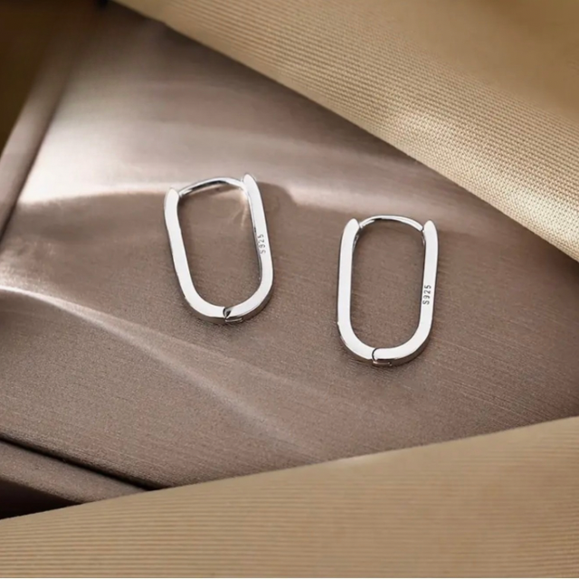 Silver hoops rectangular