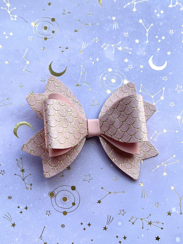 Pink mermaid hair bow