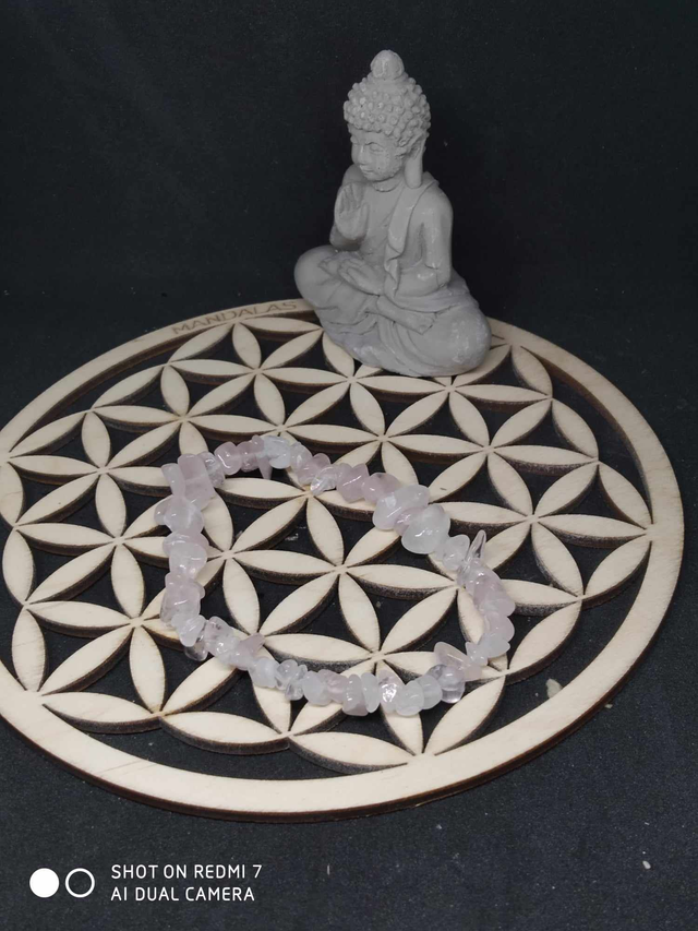 Bracelet chips quartz rose